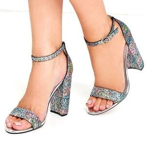 Steve Madden Glitter Multicolor Block Heel Sandals